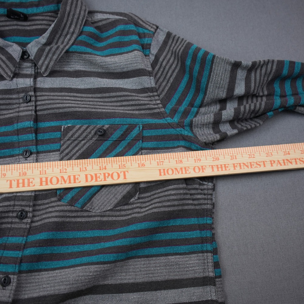 Patagonia Organic Cotton Striped Button Down Shirt Women's 10 Turquoise Gray - Picture 7 of 9